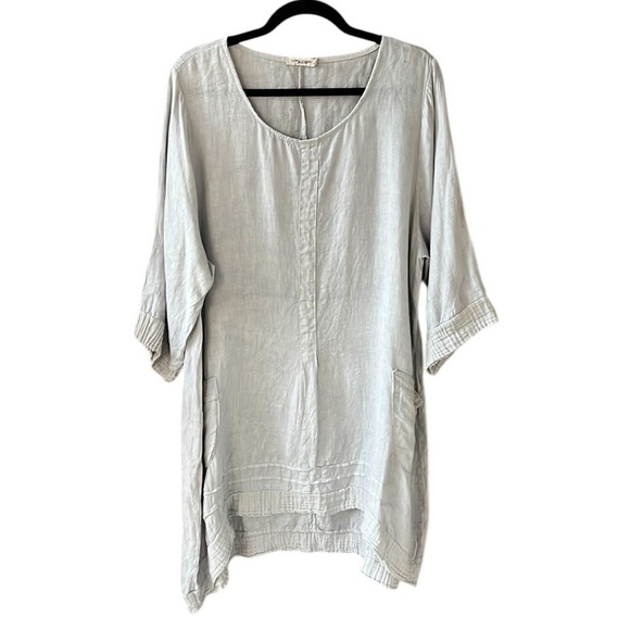 lungo l’arno Dresses & Skirts - Lungo L’arno 1X 100% Linen Light Gray Lagenlook Boho Shift Long Tunic